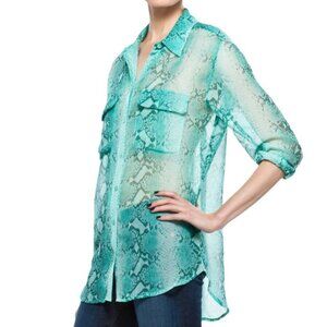 Equipment Aqua Marine 100% Silk Signature Python Blouse